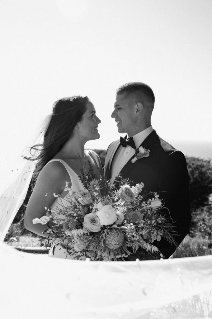 Black and white portrait of couple at Ventana Big Sur in California
