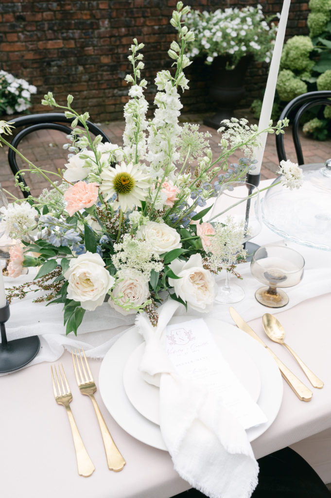Modern pastel florals for an editorial tablescape. 
