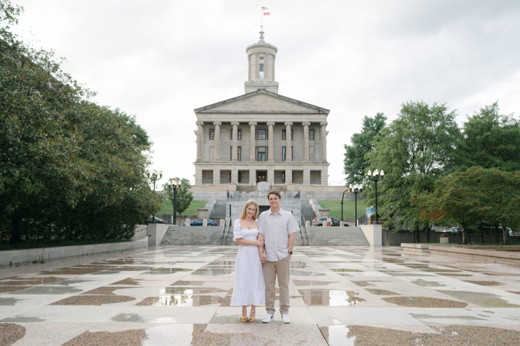 Engagement photos in front of the Capitol Building downtown Nashville, Tennessee 