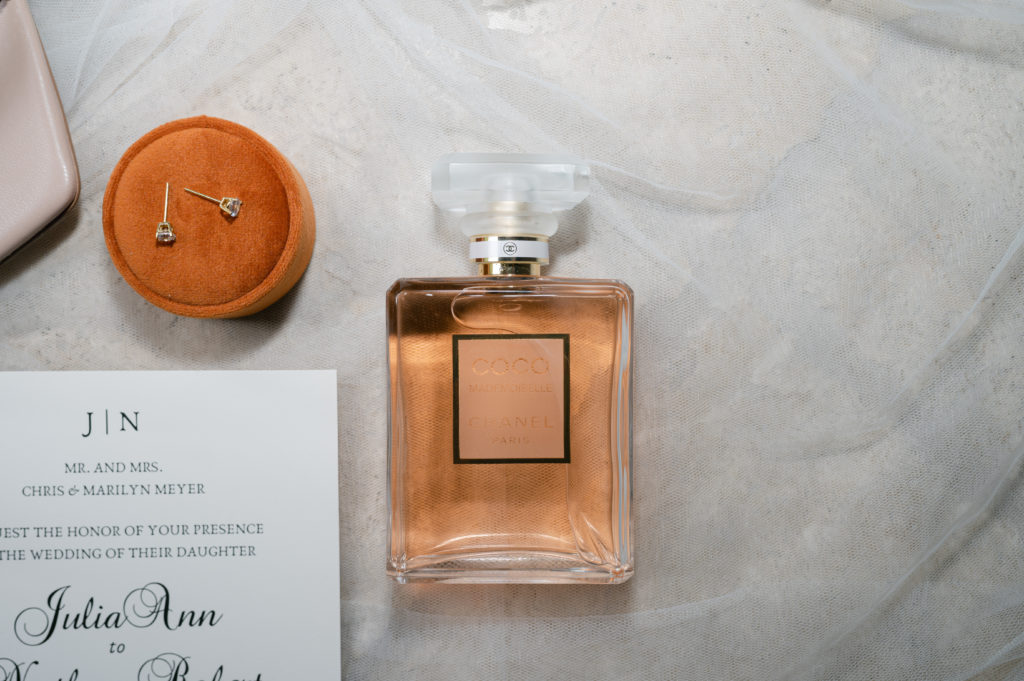 romantic detail shot of Chanel perfume 
