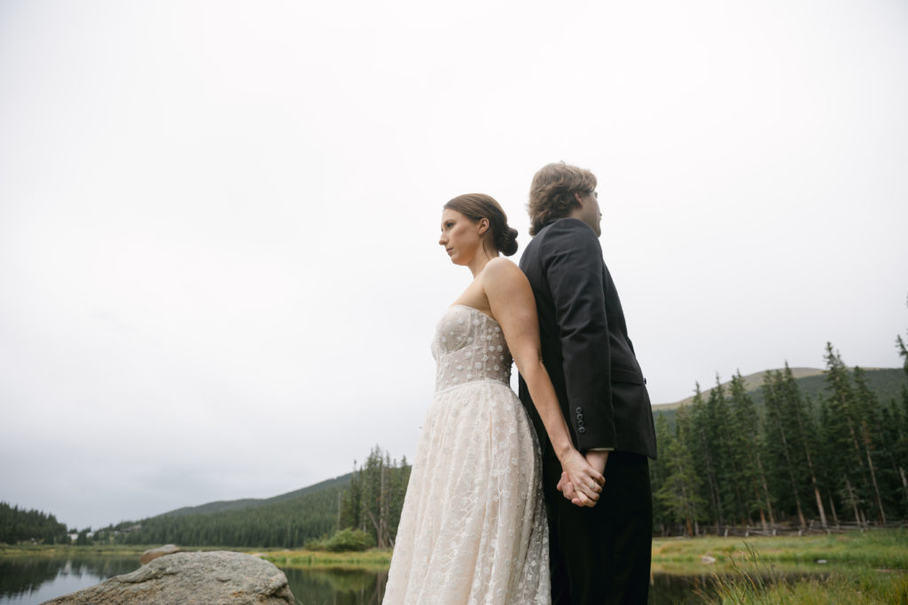 Portrait of bride and groom in Colorado 