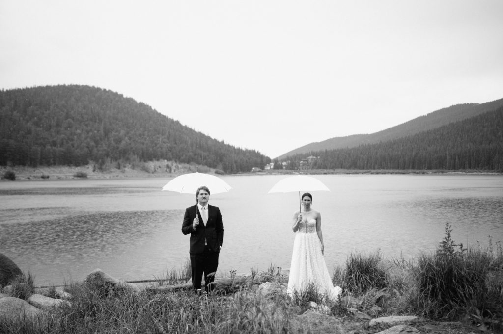 romantic wedding portrait in black and white in colorado 