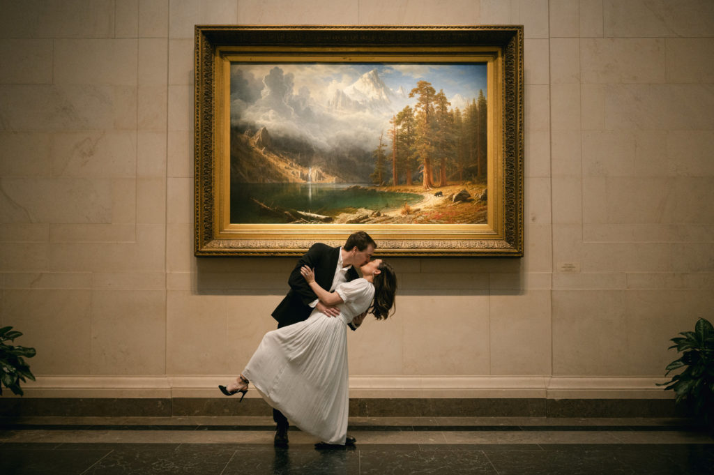 Engagement photos in a museum in Washington DC