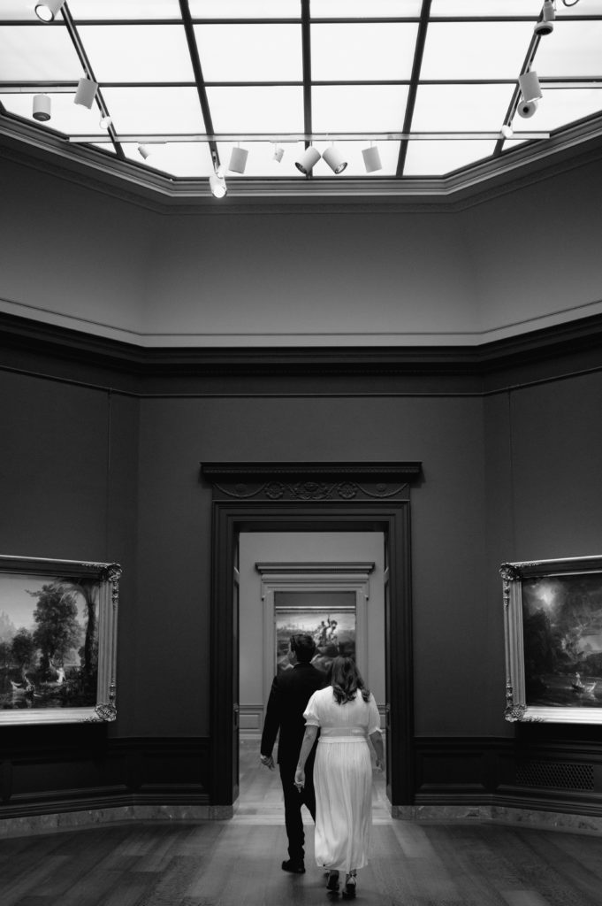 Engagement photos in a museum in Washington DC