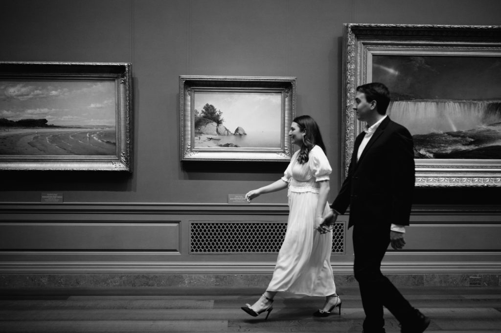 Washington DC engagement photo in black and white 
