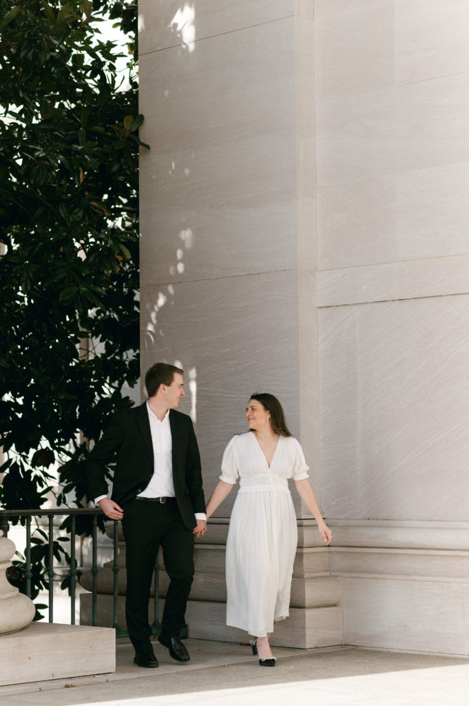 Engagement photos in front of The National Gallery of Art Museum in Washington DC