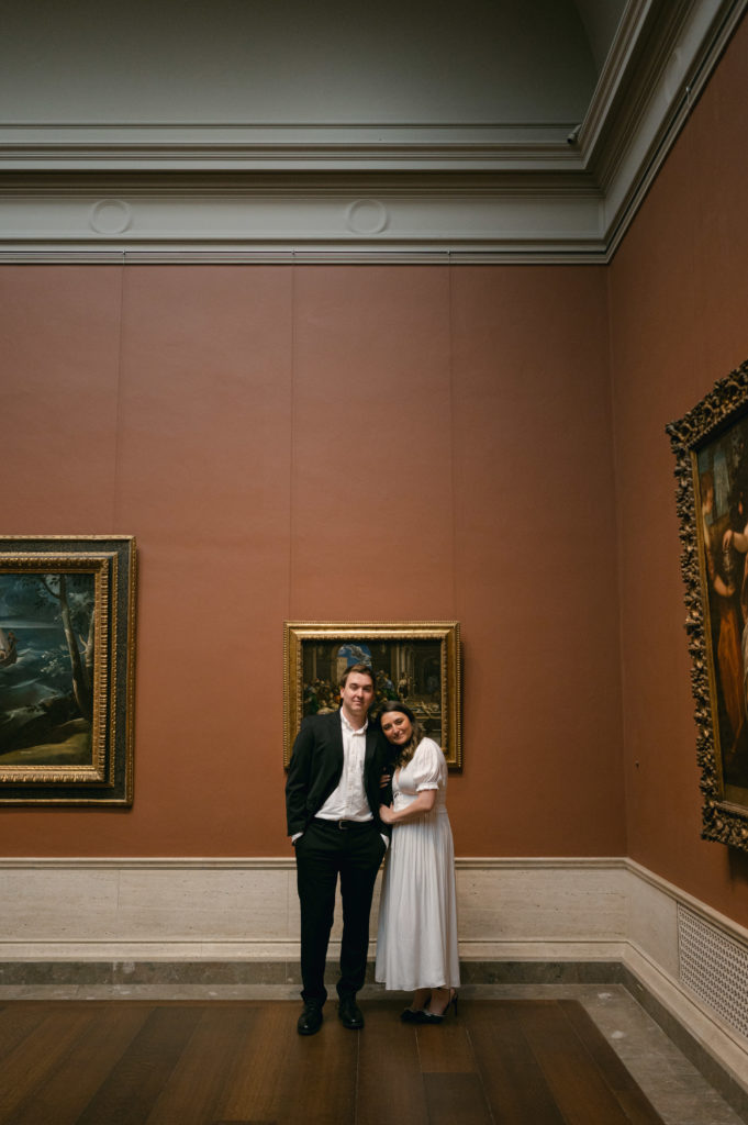 Couple posing in The National Gallery of Art in Washington DC