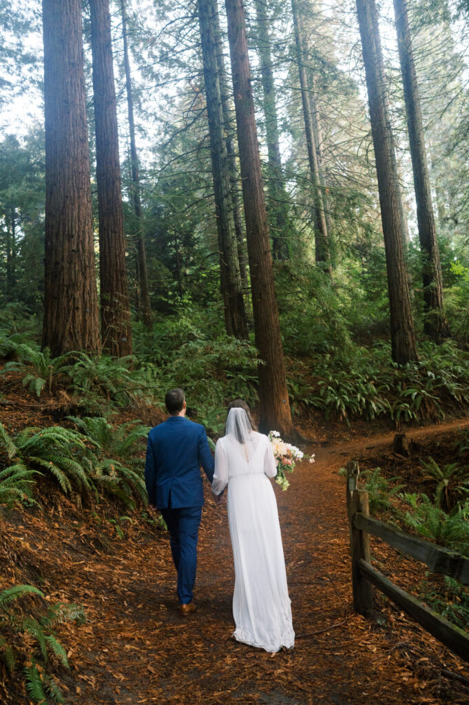 Wedding portraits of a couple at Hoyt Arboretum in Portland, OR. 