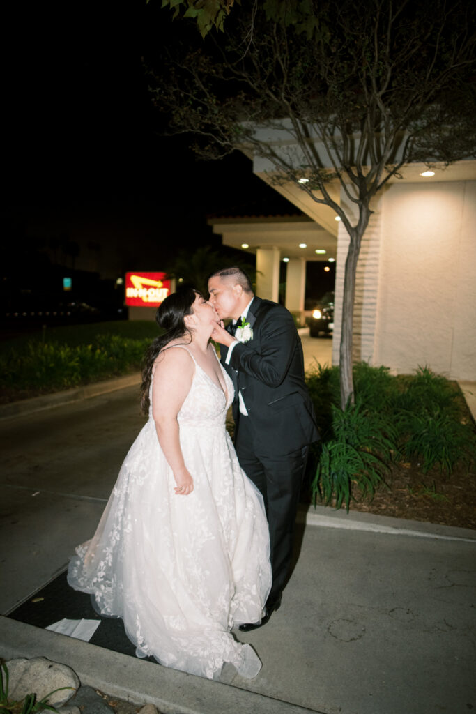 Timeless wedding photography at night with flash at In-N-Out
