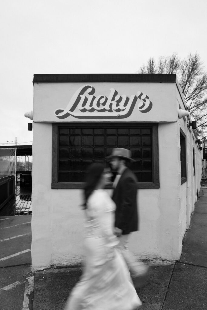 Western Inspired engagement session in a Nashville at Lucky's 3 Star Bar 