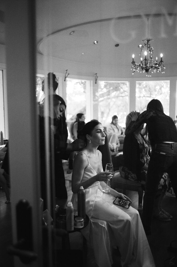 Bride getting ready at The Estate at Cherokee Dock in Nashville, Tennessee
