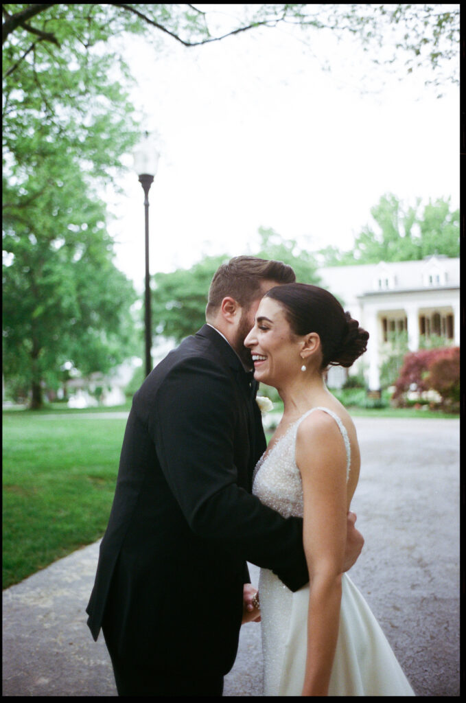 Bride and Groom portraits on film at The Estate at  Cherokee Dock in Nashville
