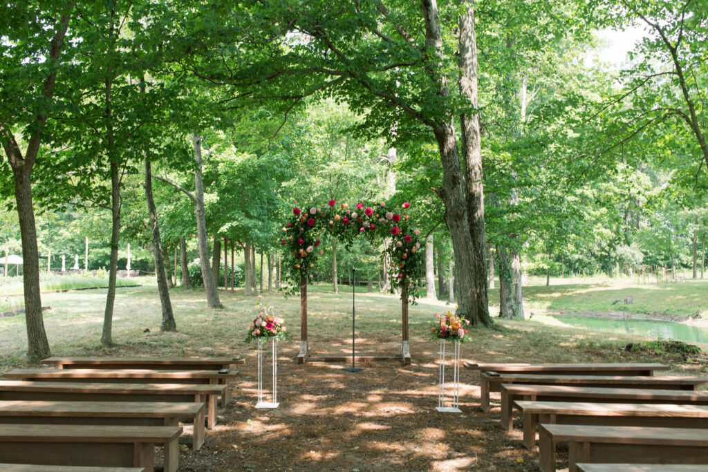 A summertime wedding ceremony space at The Marmalade Lily in Cincinnati, Ohio