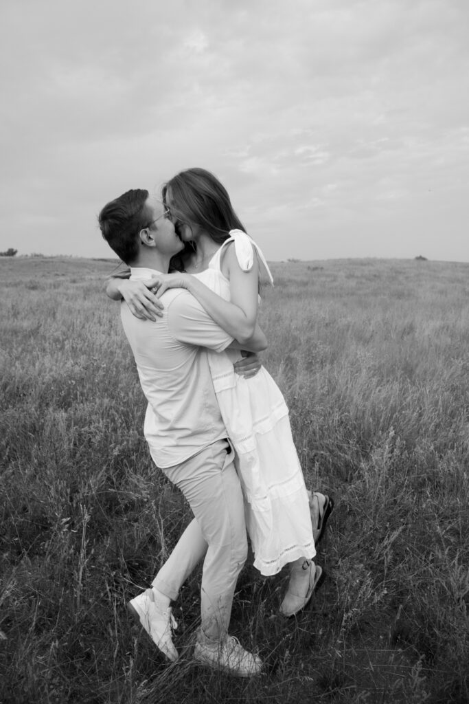 Anniversary session in black and white in North Dakota