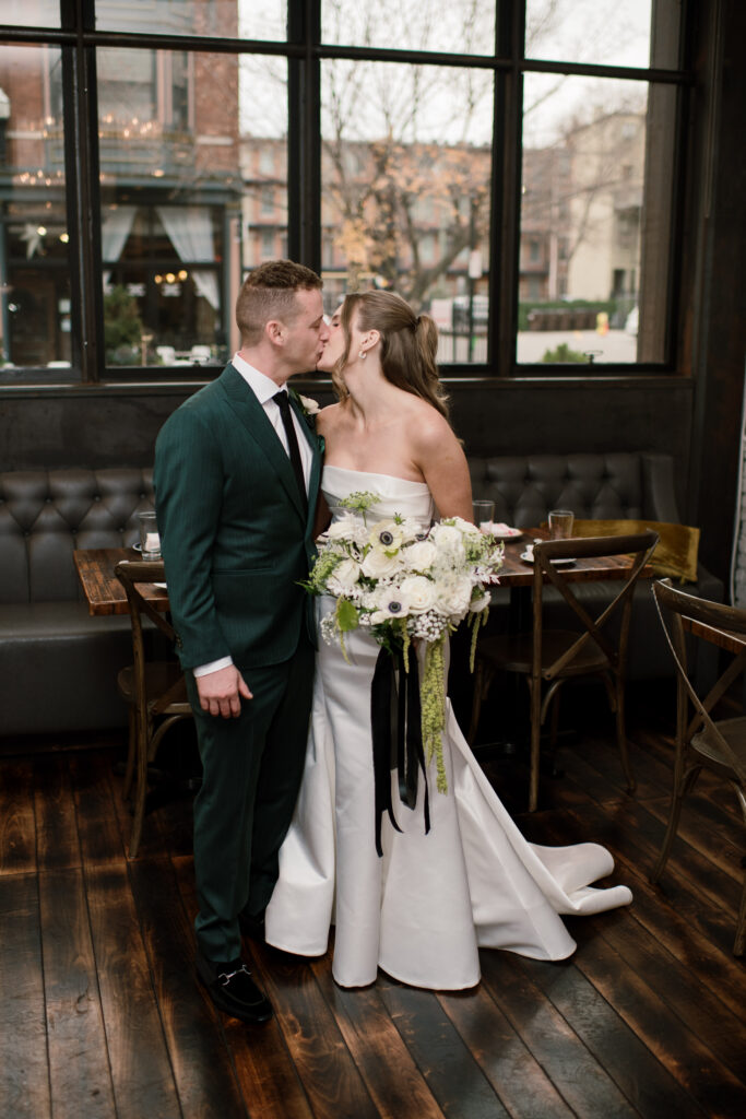 Bride and groom portraits in Abigail Street in OTR in Cincinnati, Ohio