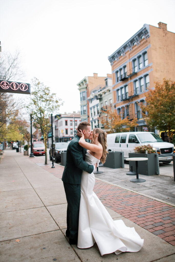 Bride and groom portraits outside of Abigail Street in OTR in Cincinnati, Ohio