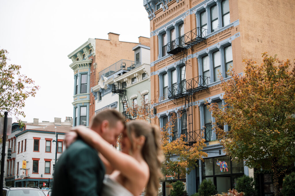 Bride and groom portraits outside of Abigail Street in OTR in Cincinnati, Ohio