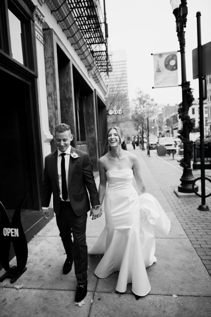 Bride and groom portraits outside of Abigail Street in OTR in Cincinnati, Ohio