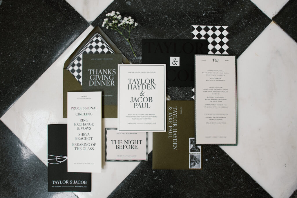 Photo of the invitation suite and stationary for the wedding at The Palomar 