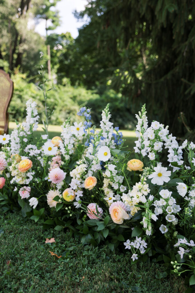 Ceremony set up for a backyard wedding in Louisville, Kentucky