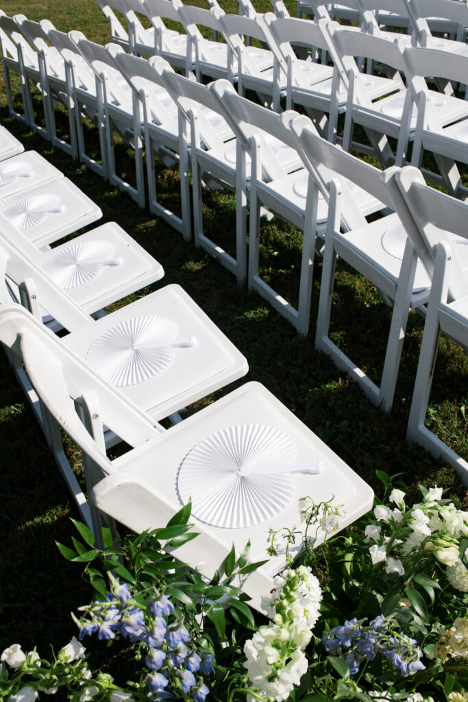 Ceremony set up for a backyard wedding in Louisville, Kentucky