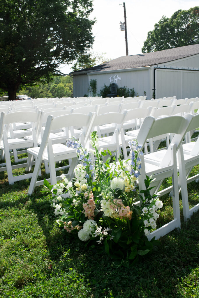 Ceremony set up for a backyard wedding in Louisville, Kentucky