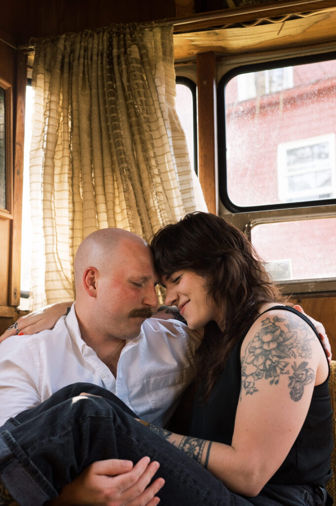 A couple during their PNW Engagement session on the coast in Seaview, Washington at Sou'wester Lodge