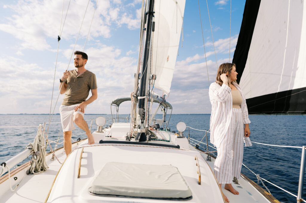A couple on their sailboat in Wilmington, North Carolina