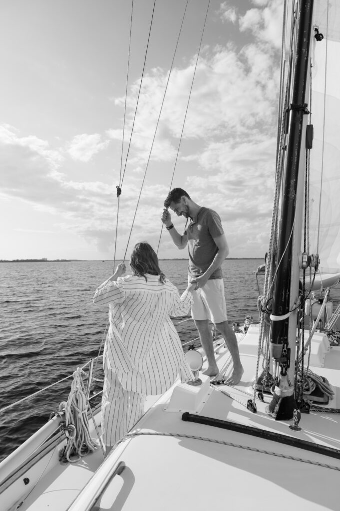 A couple on their sailboat in Wilmington, North Carolina