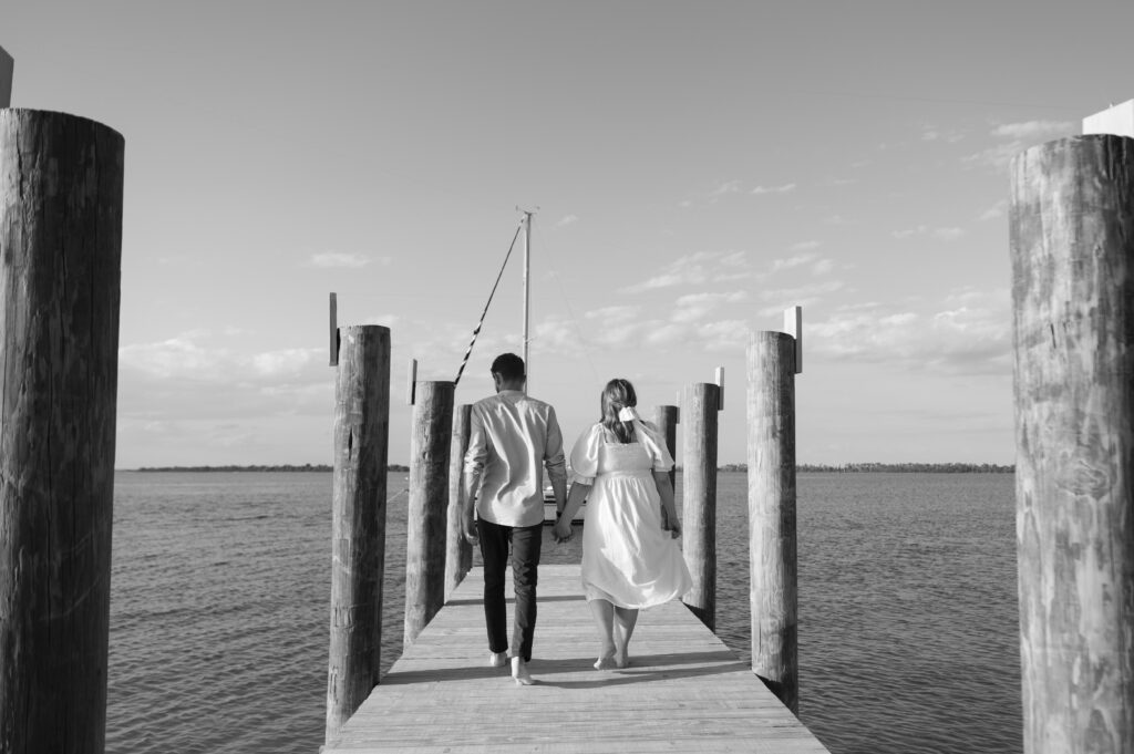 Wilmington, North Carolina engagement session on a dock on the coast